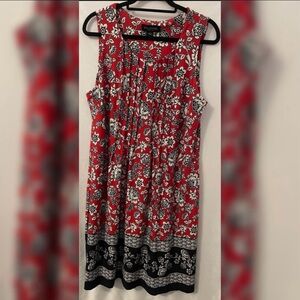 Perceptions New York Floral Sleeveless Dress in Red & Black